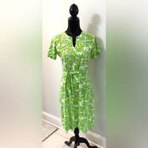 Vintage 60s Lilly Pulitzer Vibrant Green and White Daisy Flowe Belted Midi Dress